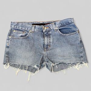 Calvin Klein Jean Denim Short Shorts Cut Off Size 5 Mid Rise 30" Y2K Distressed